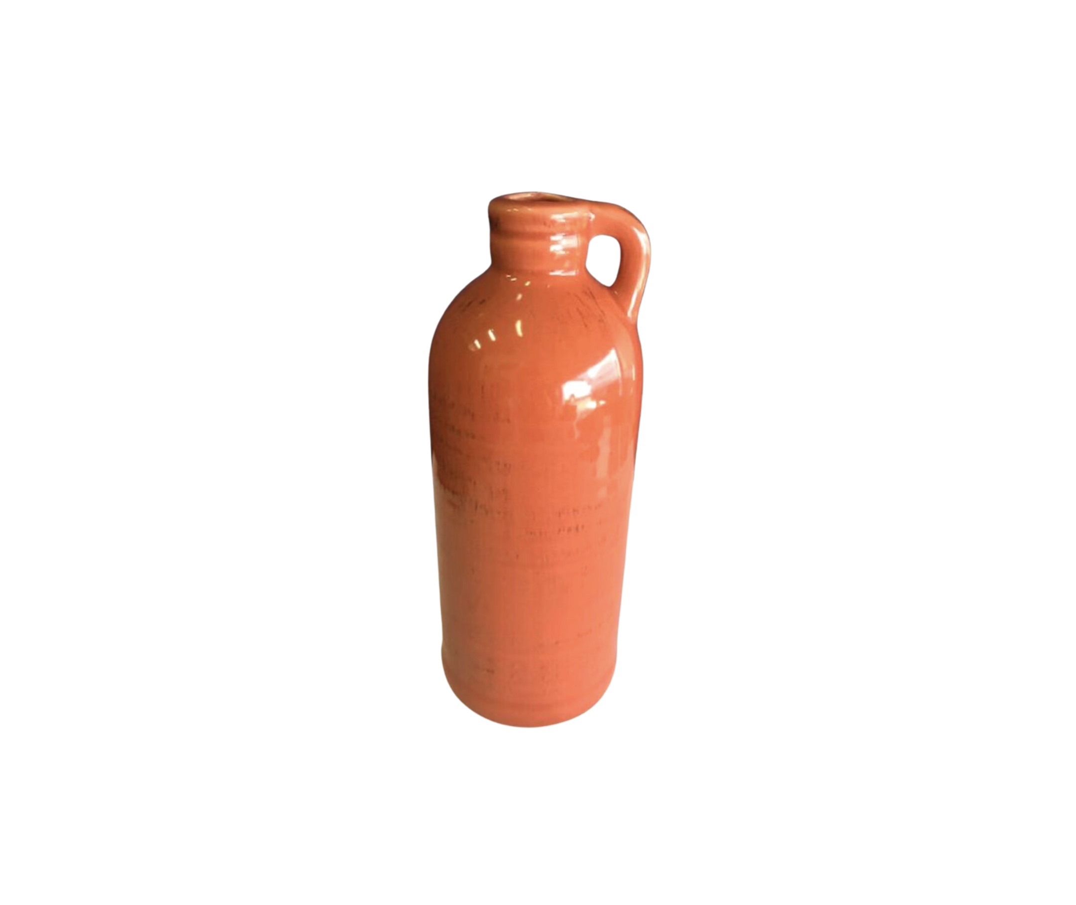 Medium &amp; Narrow Orange- Brown Ceramic Bottle