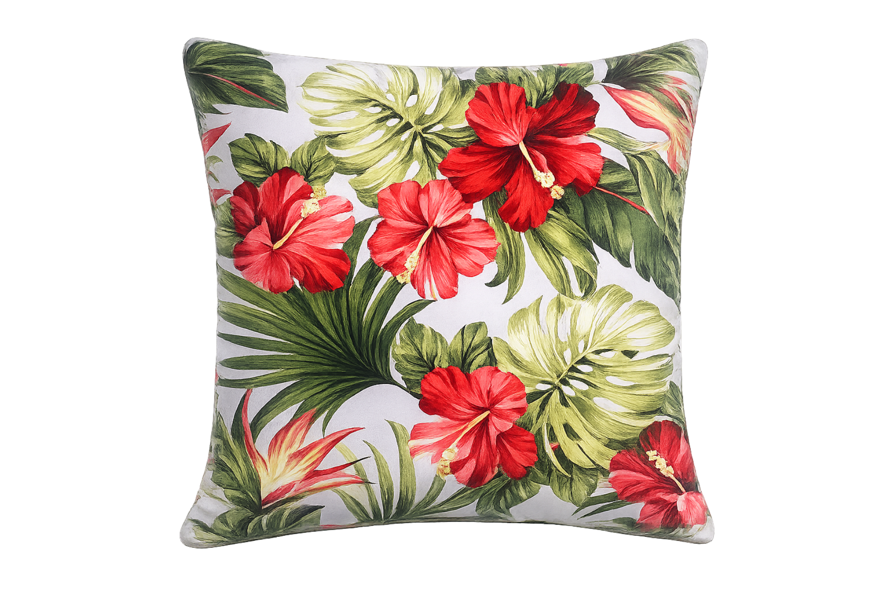 Bark Cloth Pillow - Ecru Hawaii Print