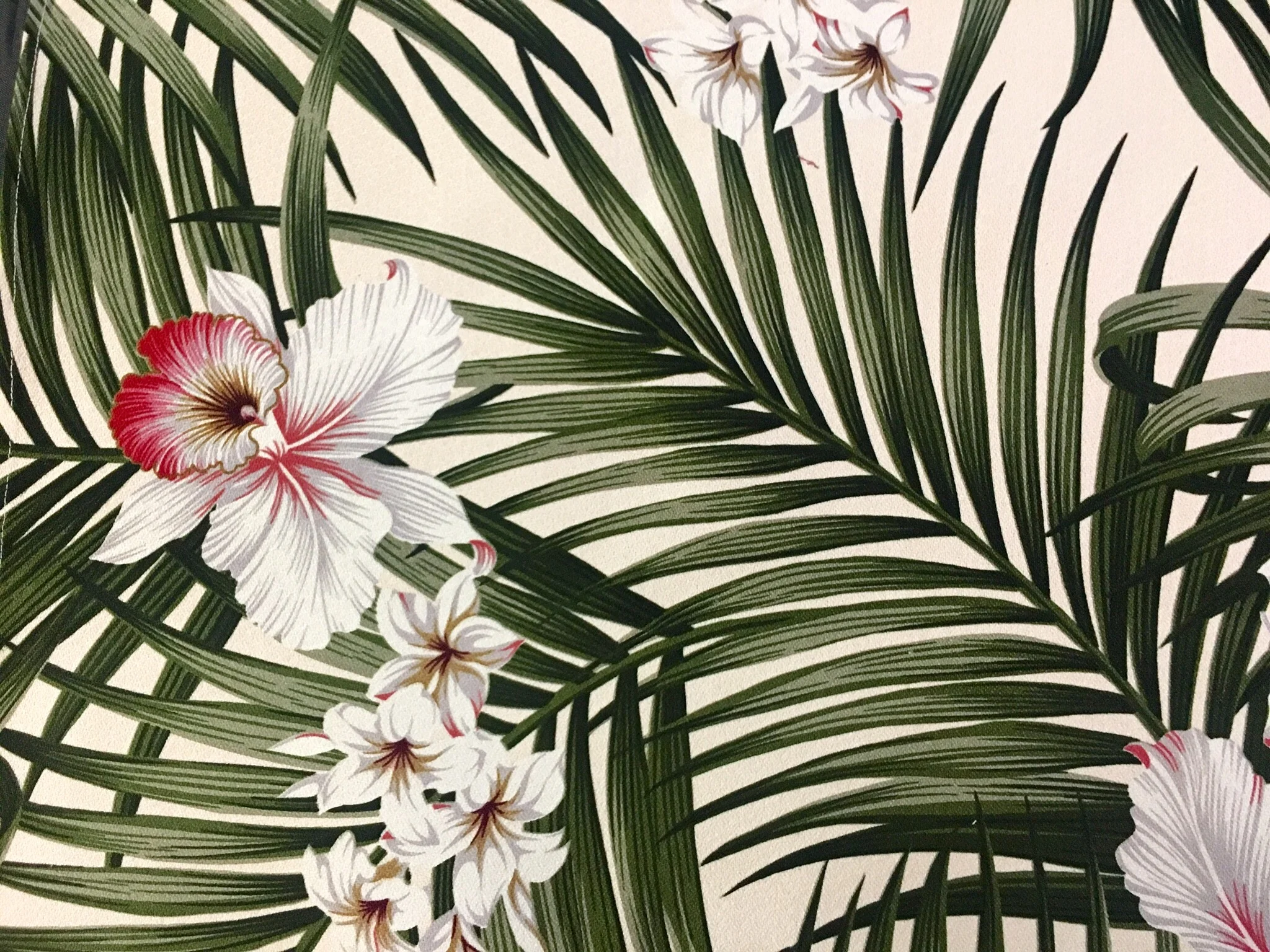 Bark Cloth Runner - Ecru Palm Flower