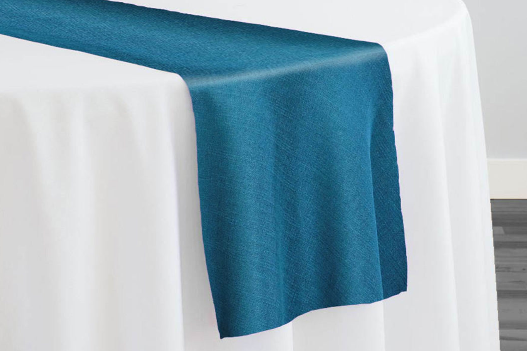 Rustic Linen Runner - Teal