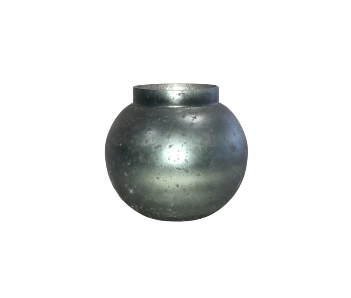 Iridescent Round Teal Vase