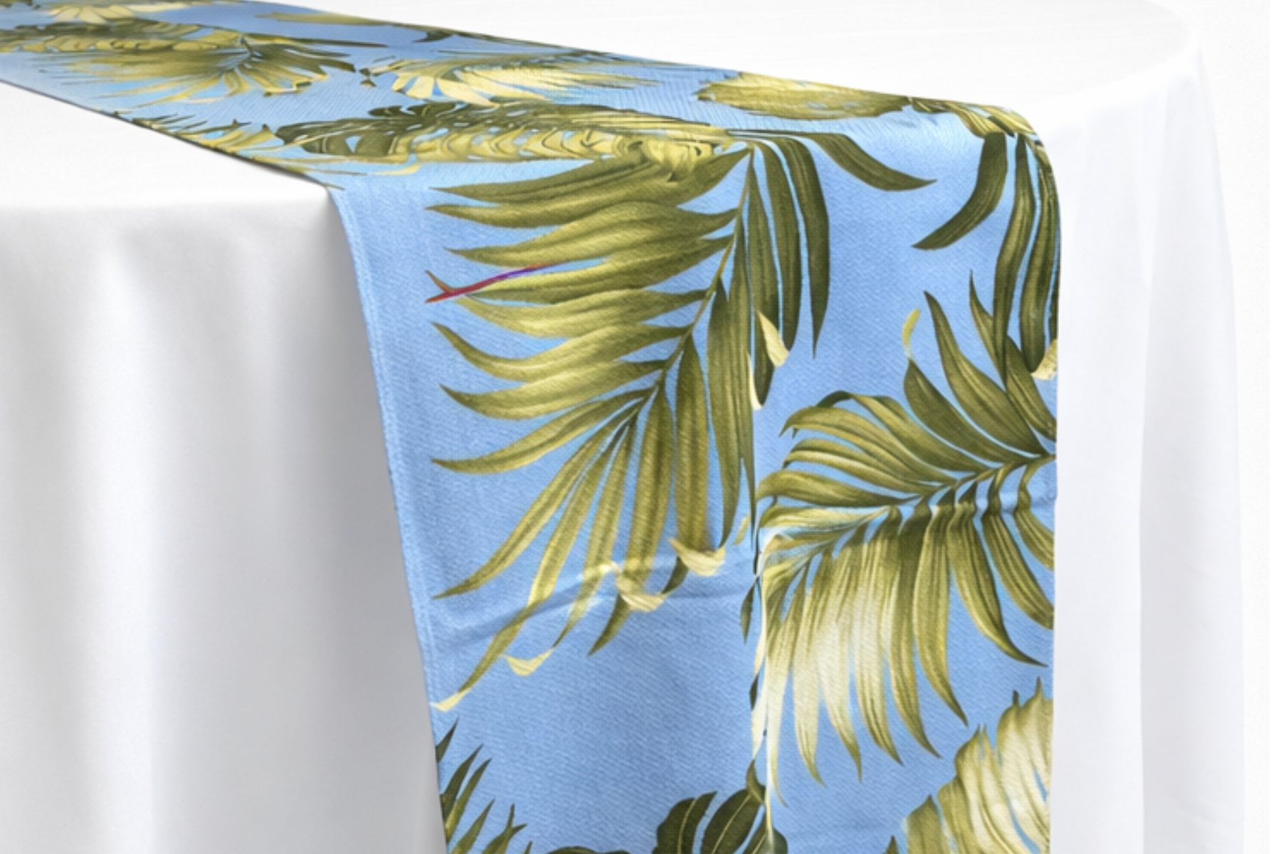 Bark Cloth Runner - Monstera Sky