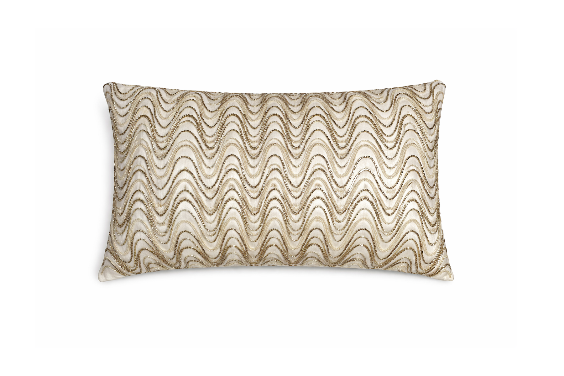 Beaded Pillow - Gold Bronze Waves