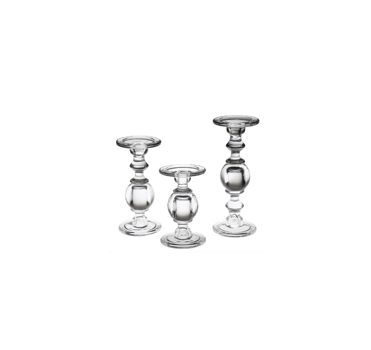 Clear Glass Candlestick Holder Set