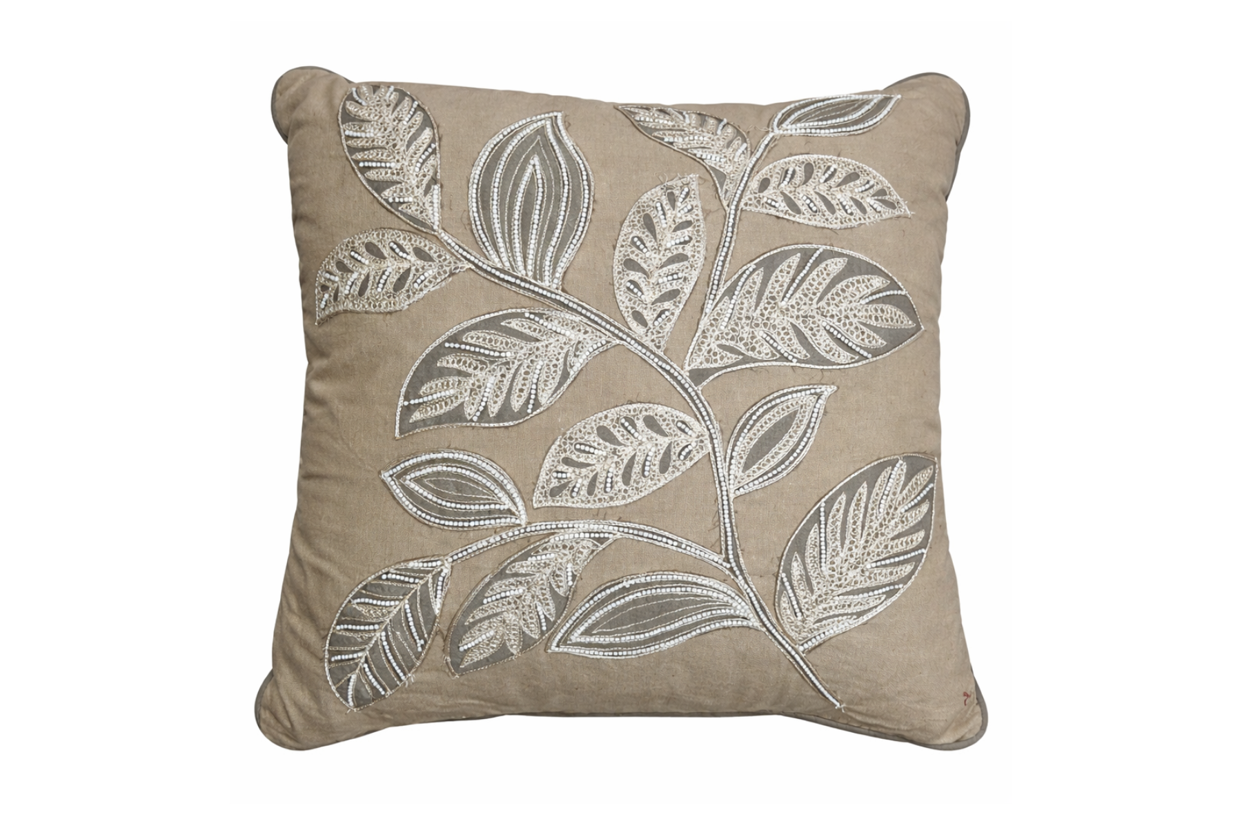 Embroidered Beaded Pillow - Natural Leaf Thumb.png