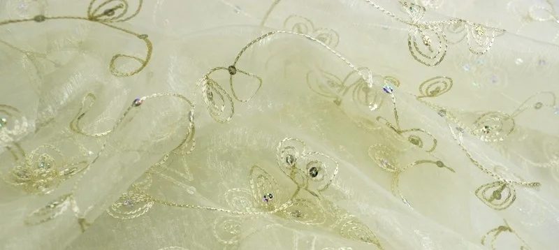 Floral Sequins Organza - Ivory