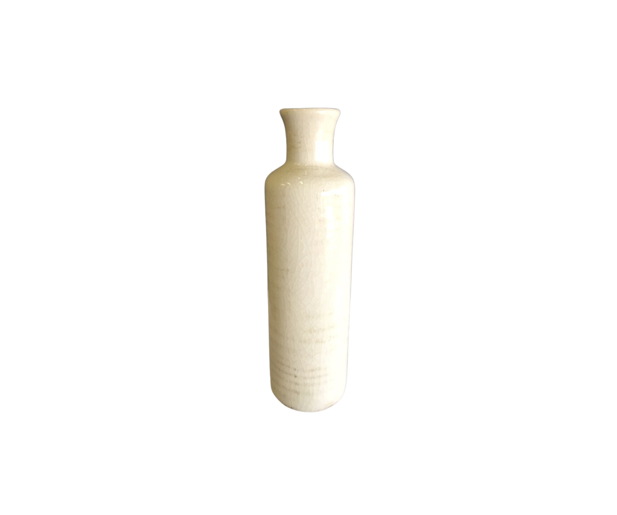 Tall, Wide-brimmed Ivory  Ceramic Bottle