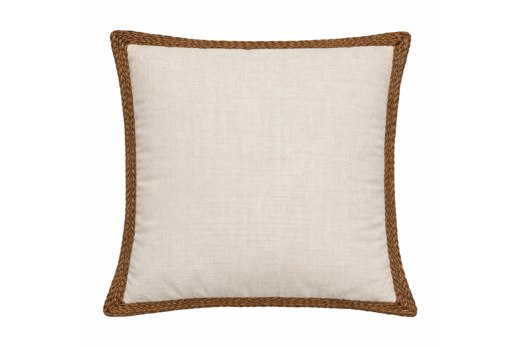 Linen Pillow - Cream Woven Border