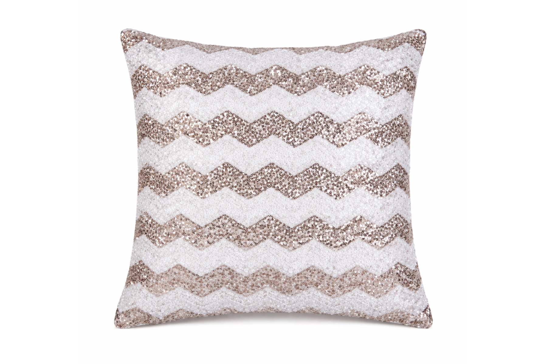 Chevron Glitz Sequin Pillow - Blush & White
