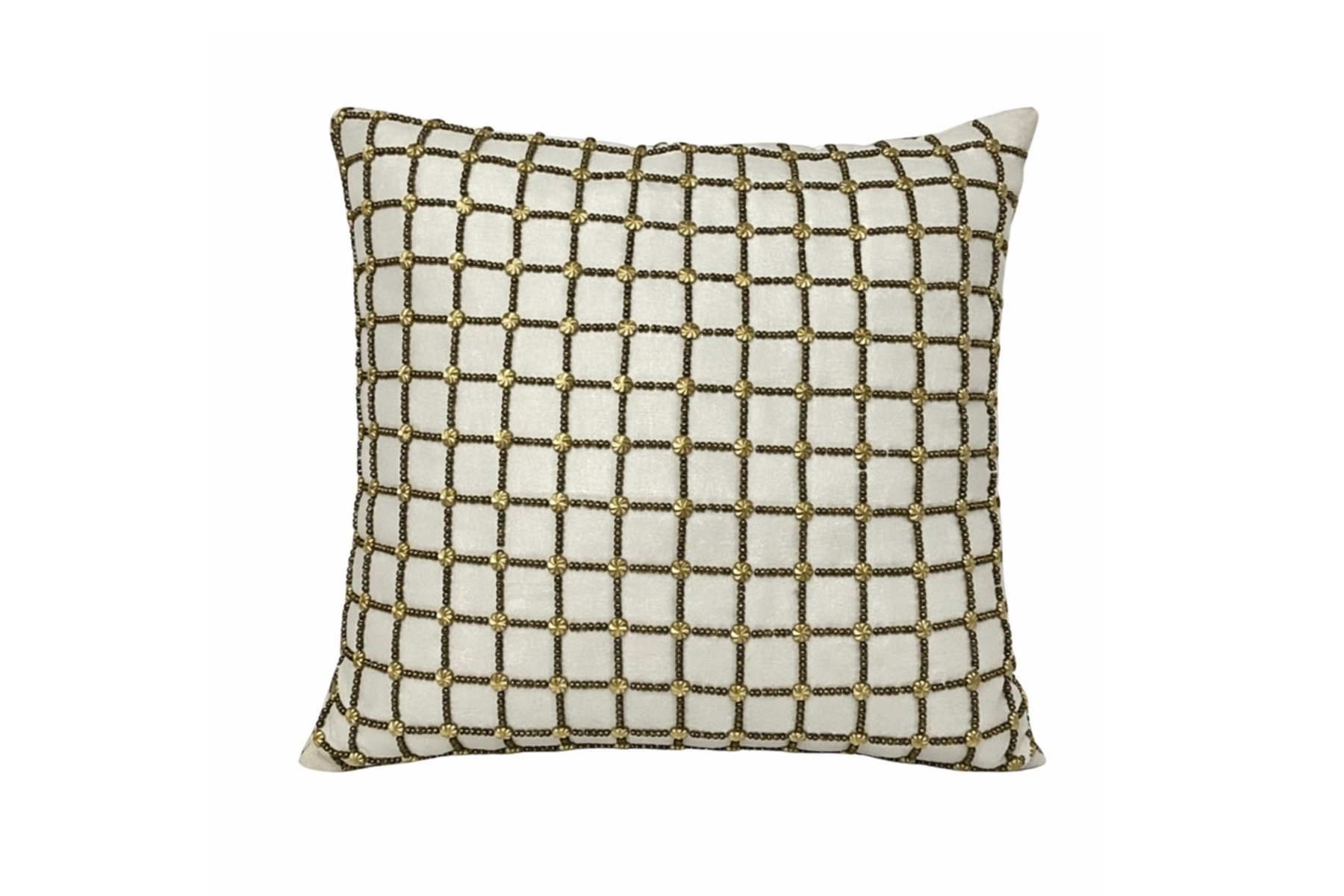 White Pillow - Studded with Black Beads