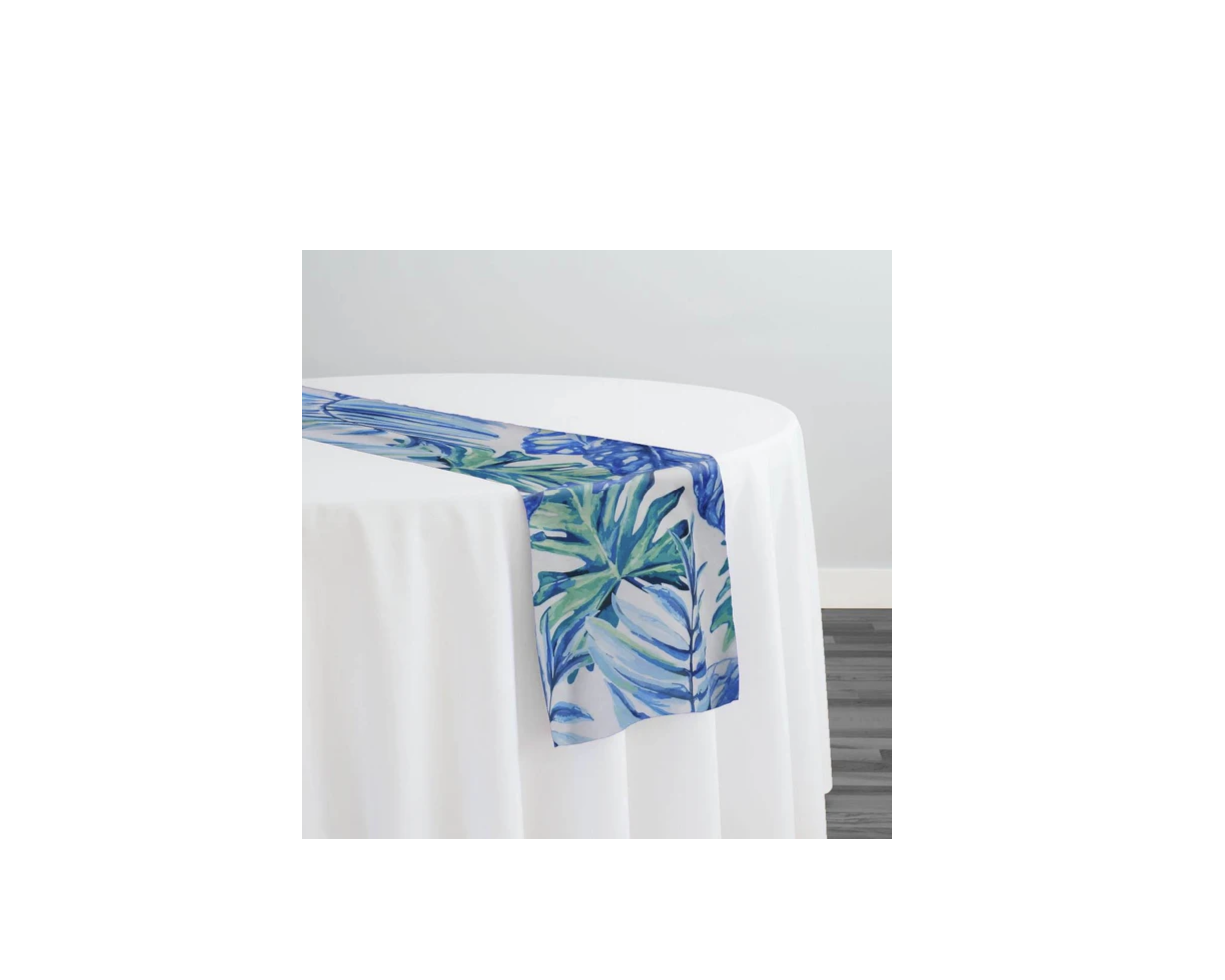 Runner, Tropical Print (Dupioni) in Blue