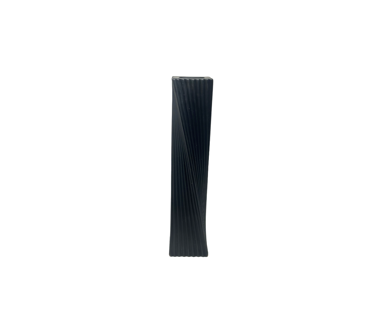 Black Ribbed Ceramic Vase