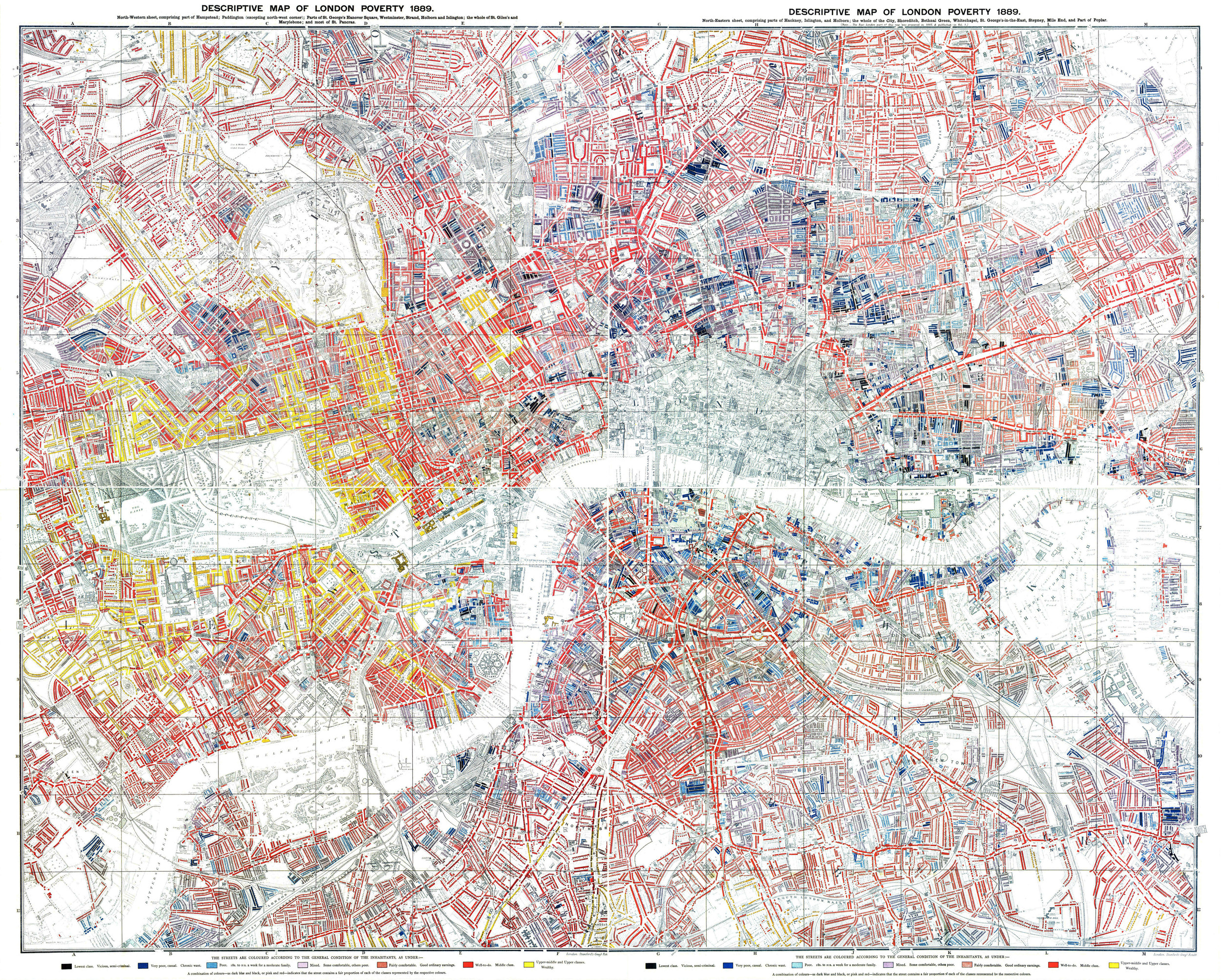 Descriptive map of London poverty, 1889.
