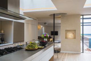 You can just see the fireman's pole at the end of the kitchen.