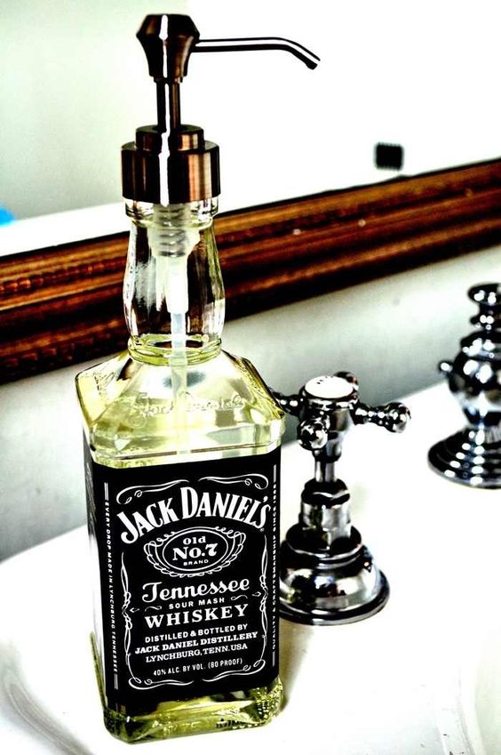 Who says washing hands was boring? Though it might be better to choose an unusual glass bottle without a paper wrapper...