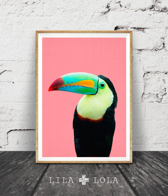 Sit back and imagine you're in the rainforest with this gorgeous Lila + Lola Tropical Bird Print