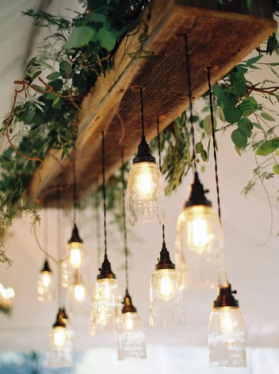 Incorporate natural elements such as wood and leaves in unexpected ways.