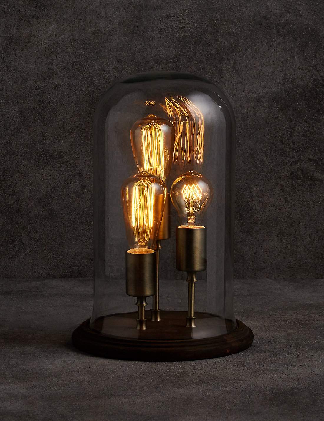Beautiful Foundations, Glass Cloche 3 Edison Bulb Table Lamp