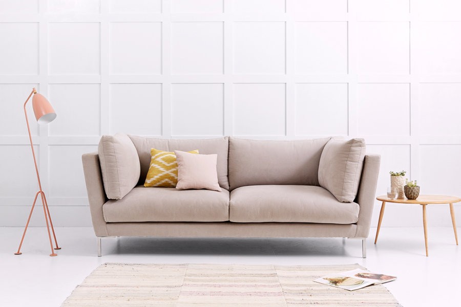 The Angelina sofa from Love Your Home is cozy and warm, especially in this soft shade. It's upholstered in brushed cotton and set on chrome feet. The style is unfussy and classic, I love it's neat symmetry.&nbsp;Cushioned sides also mean it'll be ex…
