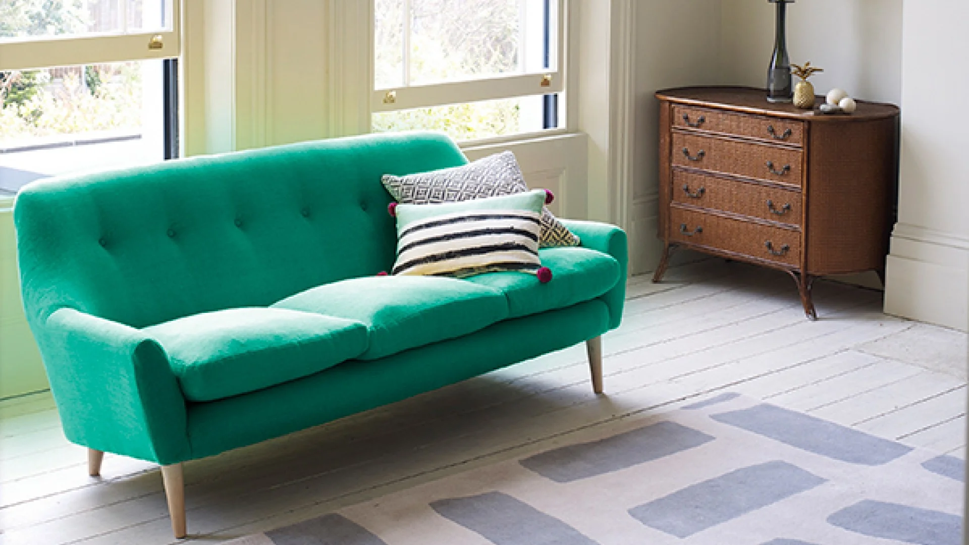 Oliver Bonas is one of my favourite stores for homeware items right now. They seem to have so many covetable things and this 1958 sofa is one of them. It is an authentic design from 1958 and based on a sofa one couple had bought as newlyweds and still use now nearly 60 years later. Now in their 90s, this couple loved the design so much they kept the sofa and just re-upholstered it when needed. And you can see why they were loathe to part with it, this sofa still looks current and modern today. I'm sure it will continue to do so in another 60 years. A real investment piece. It can be a 2 or 3 seater and comes in 7 bright shades, which all work so well with the current mid-century modern trend. 