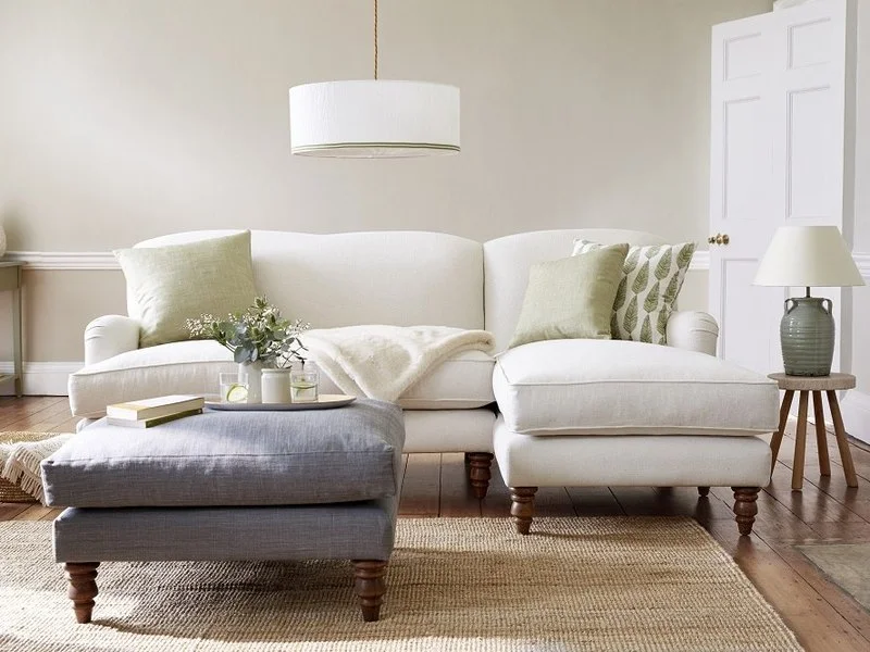 Plump cushions and the addition of the chaise on the Snowdrop sofa from sofa.com, makes this seating even more comfy. Ideal for putting your feet up and resting after a hard day. A traditional looking design with clean lines, the very low sides gives the sofa a more 'open' feel as though it's taking up less space in the room. This sofa is a great choice if you want instant relaxation... warning: you may never want to move! (If you're on the website also check out the new 'Isla' sofa.)