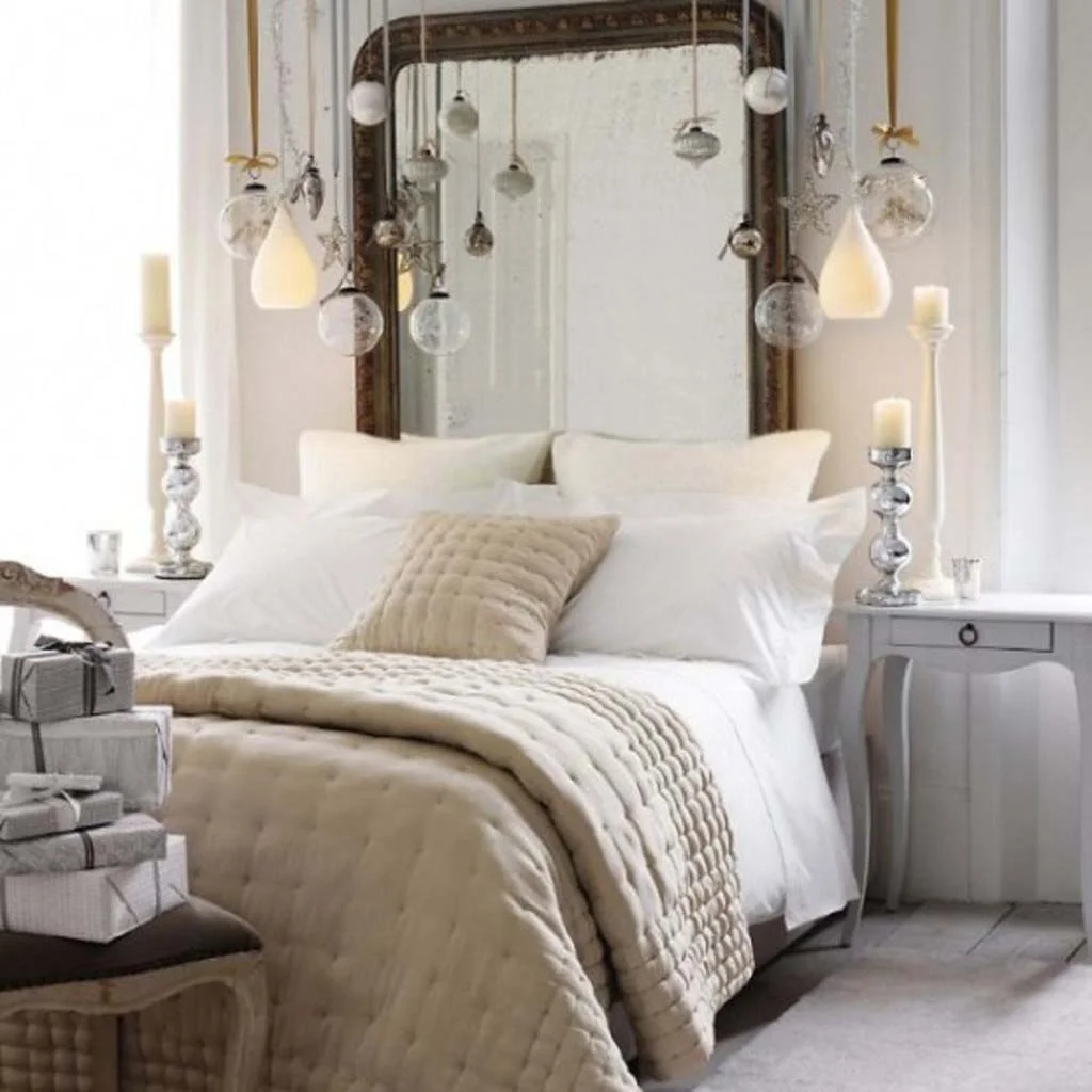 At the the end of a full day of eating, drinking and socialising, you'll need the best present of all: a warm and comfy bed to sink into! Lots of layers are needed and a few festive cushions. Low lighting too. Hang baubles from the ceiling or a wreath above your head. If you have guests staying, why not put a little jar of homemade biscuits on their bedside table, ready for a midnight feast or morning indulgence with tea and coffee? Source: onekindesign.com