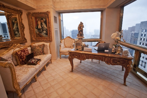 Donald Trump's rather ornate office continues the focus on neutral shades of cream and gold in a Rococo style. Photo: idesignarch.com via Sam Horine