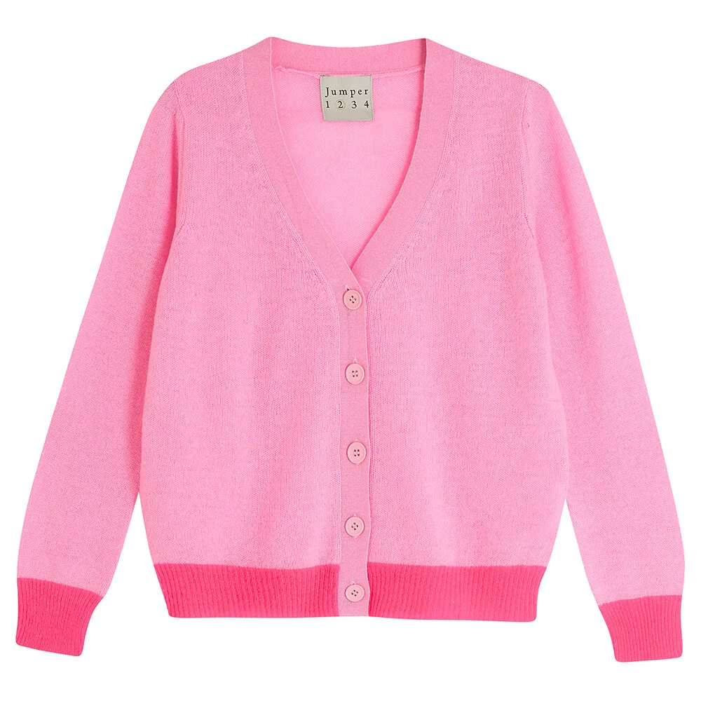 neon pink cardigan
