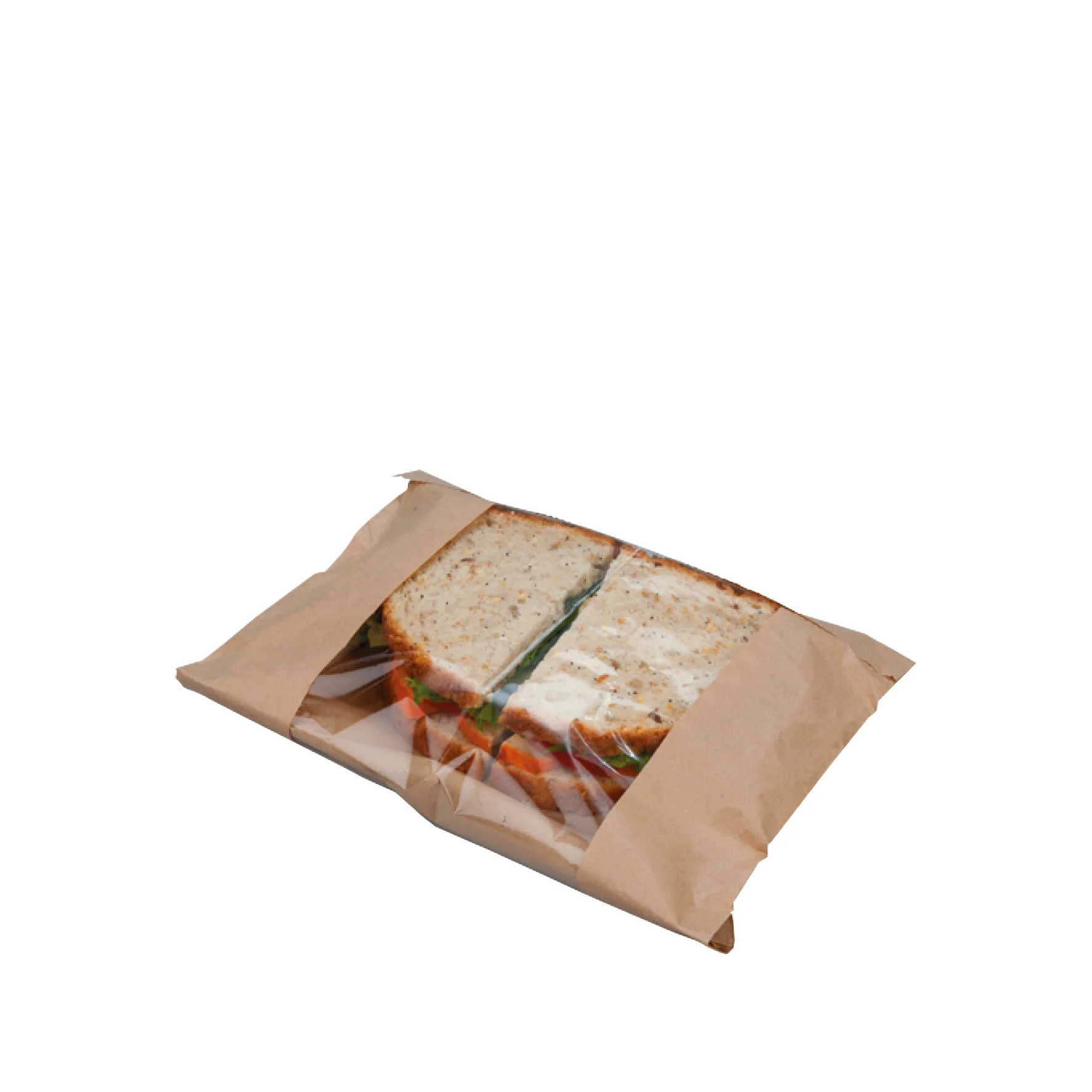 WEBAbag Flachbeutel Kraft mit Zellglas-Sichtstreifen mittig individuell bedruckbar, Monomaterial, kompostierbar