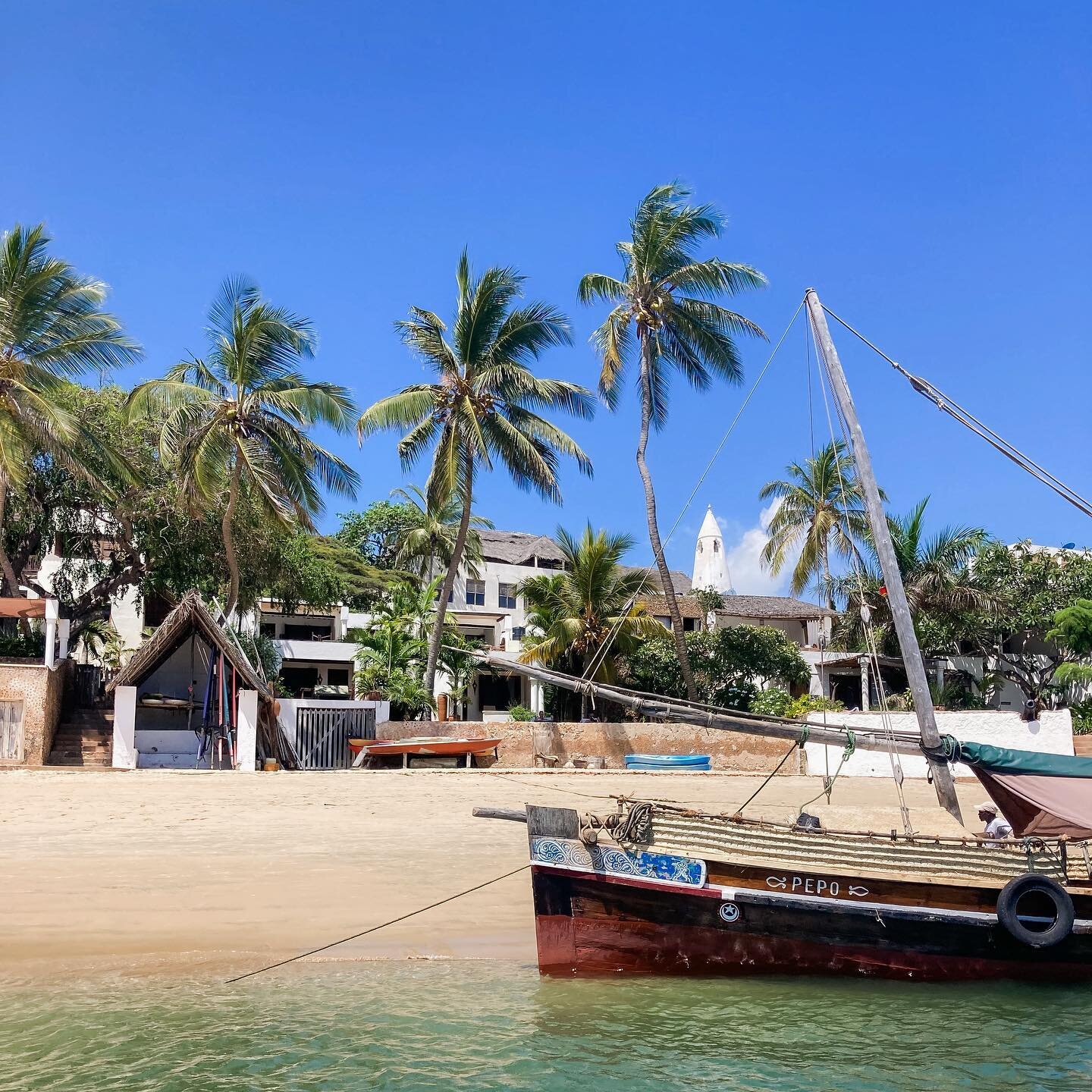 Peponi&rsquo;s boat &lsquo;pepo&rsquo; means heaven in Kiswahili. There&rsquo;s no place I&rsquo;d rather be right now, the water is so clear. Have a lovely weekend! #islandlife #lamuisland #peponihotel #barefootliving #barefootlife #visitlamu #shopi