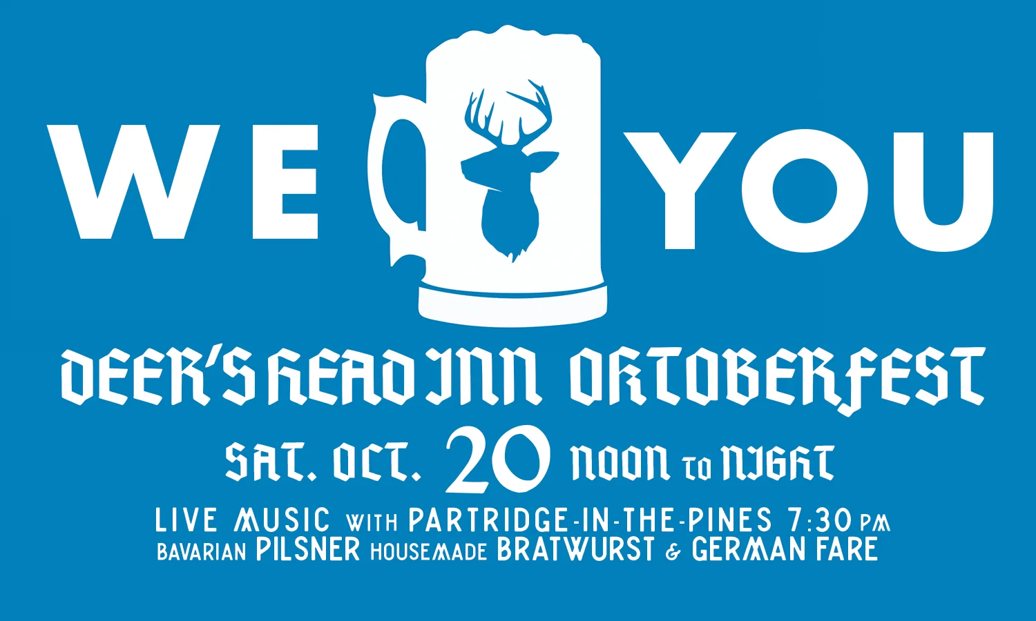 It's our annual Oktoberfest celebration! Saturday 10/20 from 12-5, come out for brats, beer, and.... more beer. We'll have imported Bavarian pilsner flowing on tap + Oktoberfest bottle specials. The kitchen will be cranking out hearty German fare (vegetarian friendly!) PLUS to cap it off, Partridge in the Pines will be joining us after the party for some ADK folk at 7:30pm. Cheers!