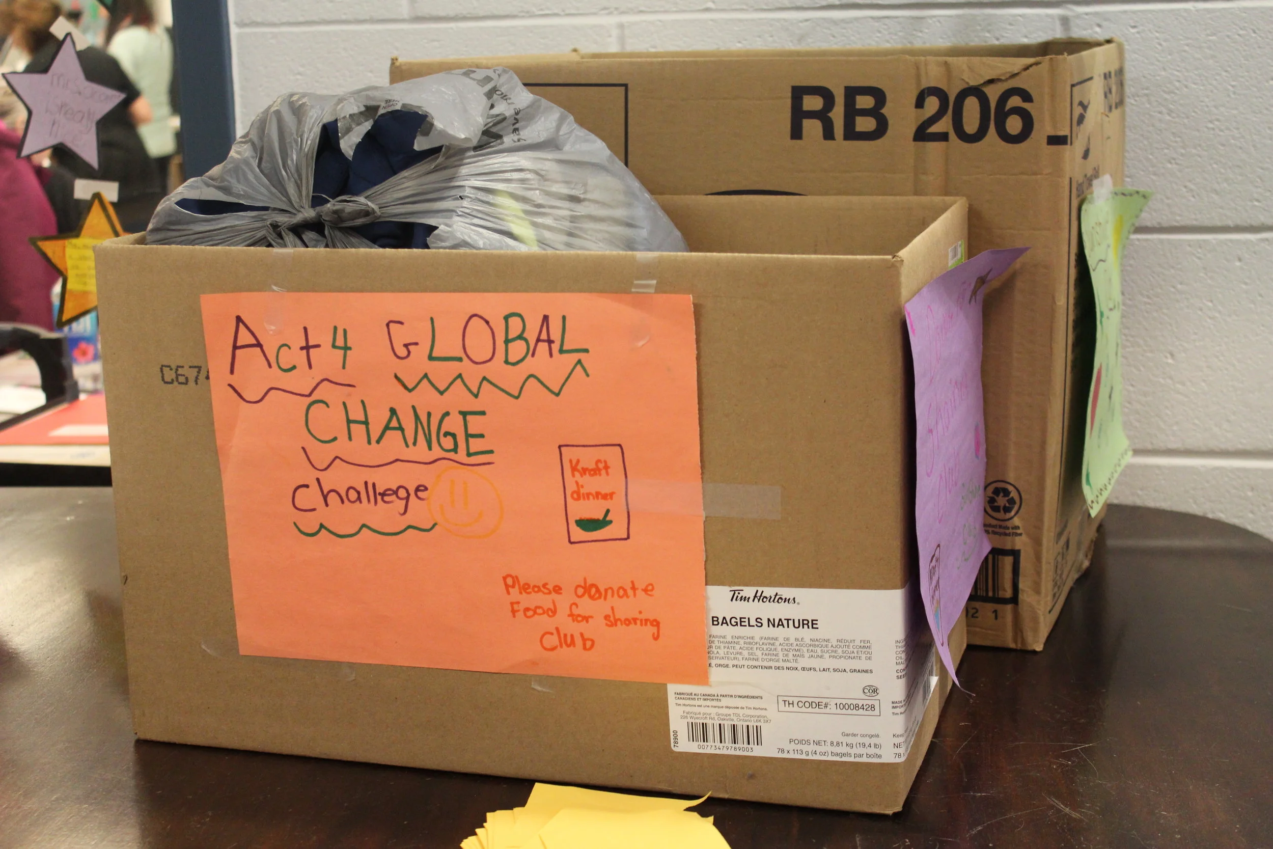 We have placed several boxes in the front lobby that we are now collecting for our local Sharing Club (food and clothing). The students will be bringing in non-perishable food items until the end of the month and slightly used clothing. We will then be delivering to the Sharing club, on behalf of our school and Sunshine Club! We want to show our community that we can make a difference! Our Sunshine Club decorated the boxes and are doing guest spots on the morning announcements to remind students of this initiative! Helping to support our community needs. Our students are learning various ways they can help support our community and reach outside of the school setting to help!