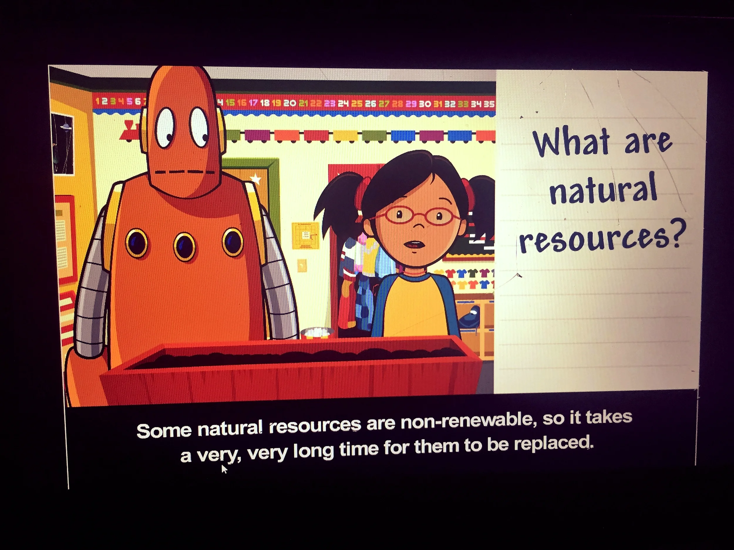 Students watched a Brainpop Jr video about Natural Resources and then listened to the book: Protect Our World, which is part of the Grade 2 Social Studies Program. We brainstormed natural resources and then the children had to choose one resource and identify 4 ways to preserve or conserve that resource. This activity relates to global citizenship because it helps children to understand what natural resources are and why it is important for us to protect and care for them. It also allows them to think of things that they already do (or could start doing) that would help the environment.