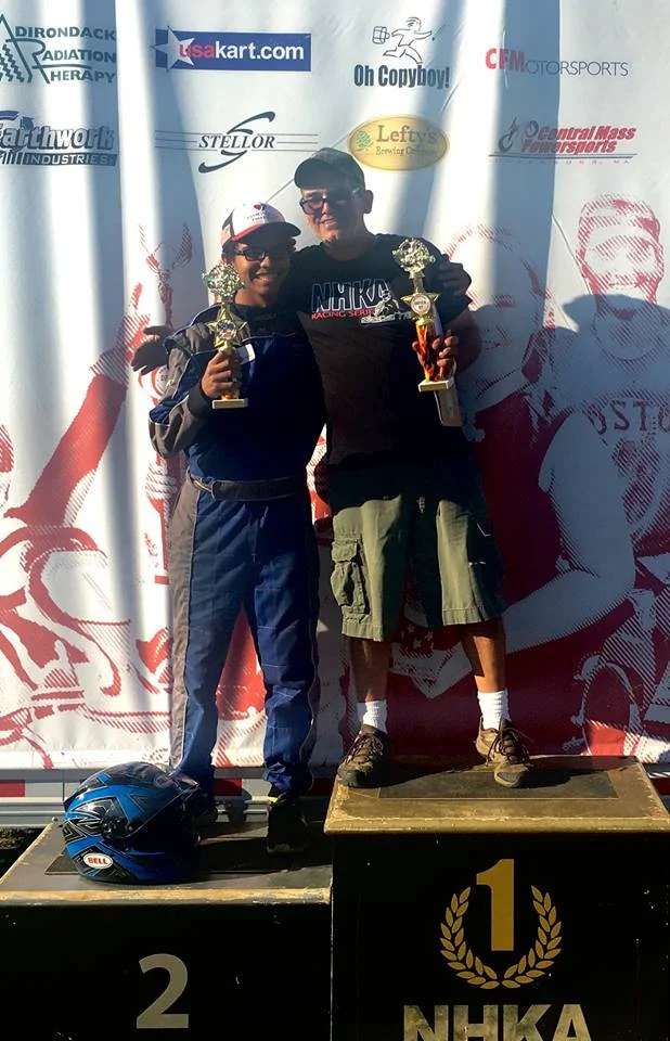 Blake and his racing mentor NHKA Race Director Mike Camarra on the podium