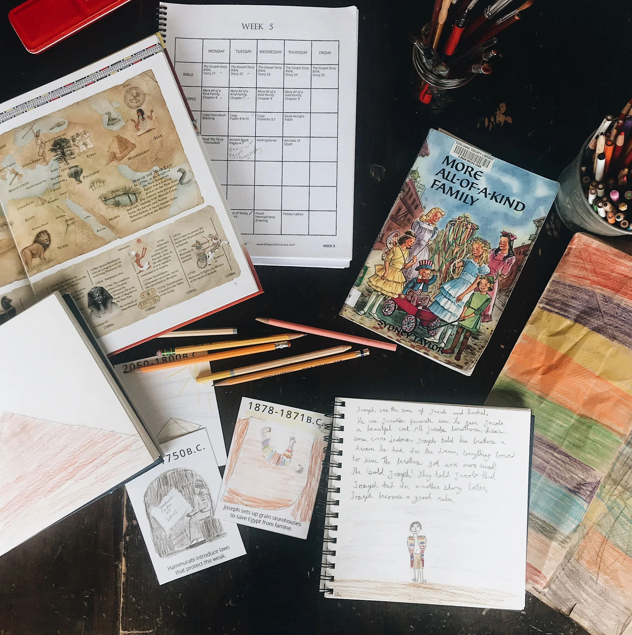 Fun with ancient history books and coloring sheets