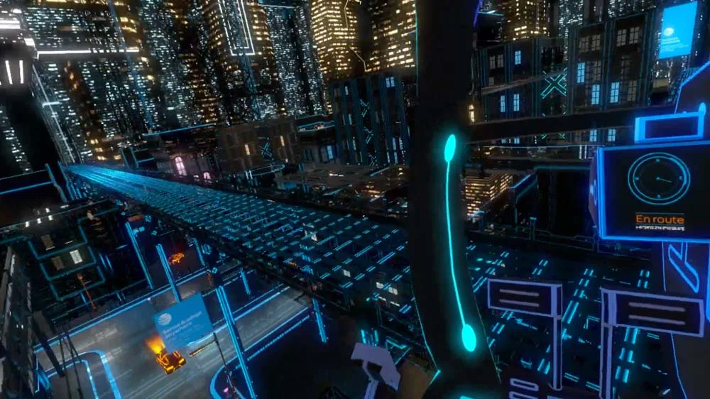 Screenshot from the helicopter flight through AT&T's Innovation City VR experience. Music and sound design by Lab Grown Music