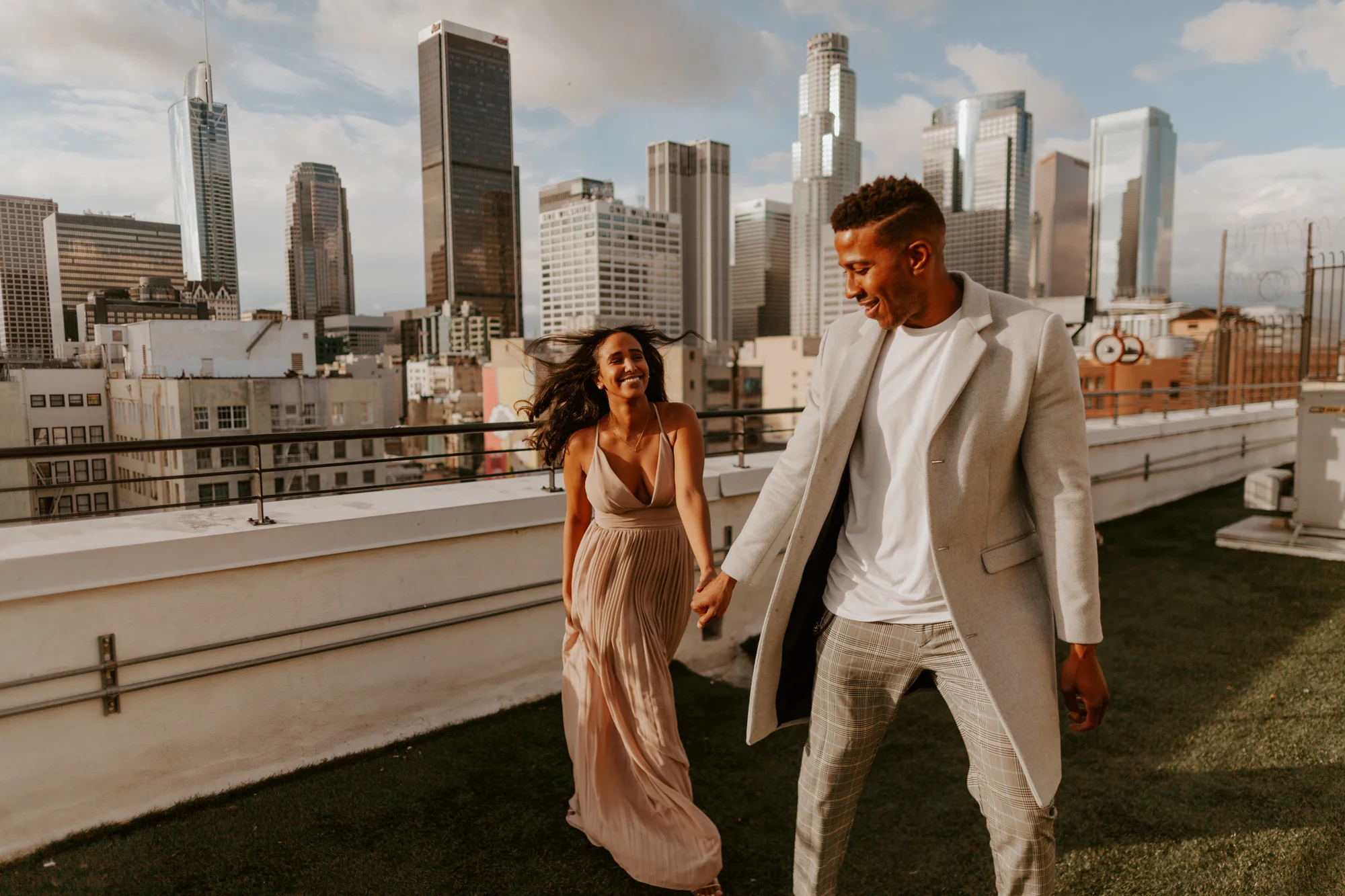 Downtown Los Angeles Rooftop Engagement Shoot | DTLA Rooftop Engagement | Los Angeles Wedding Photographer | Los Angeles Engagement Photographer | Tida Svy | www.tidasvy.com