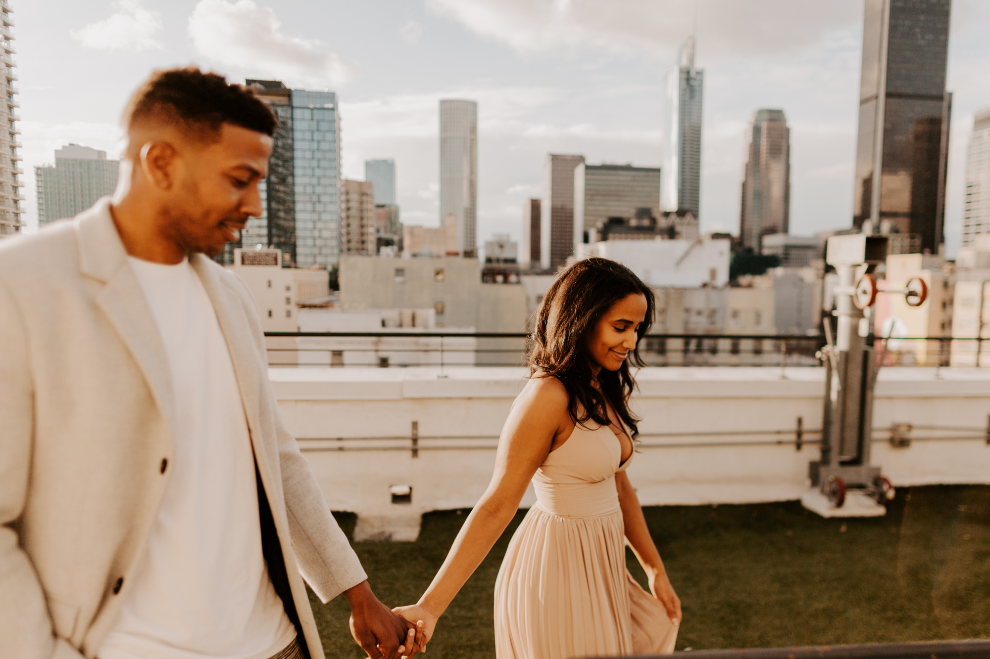 Downtown Los Angeles Rooftop Engagement Shoot | DTLA Rooftop Engagement | Los Angeles Wedding Photographer | Los Angeles Engagement Photographer | Tida Svy | www.tidasvy.com