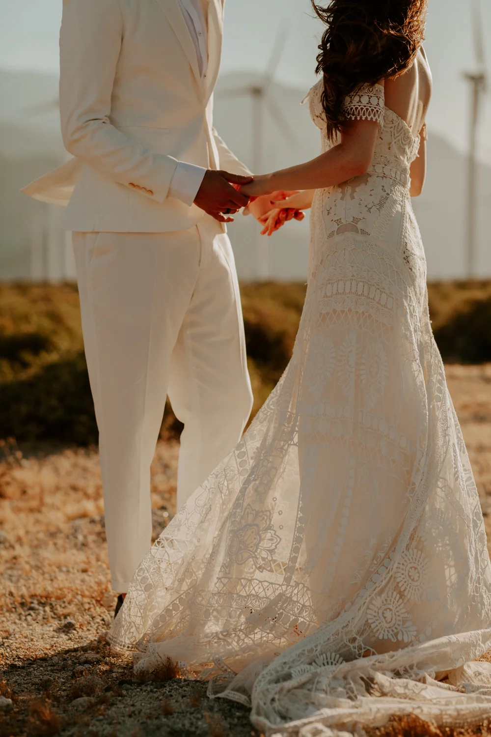 Palm Springs Wedding Photographer | Rue De Seine Wedding Dress | Desert Windmill Photoshoot | Tida Svy | www.tidasvy.com