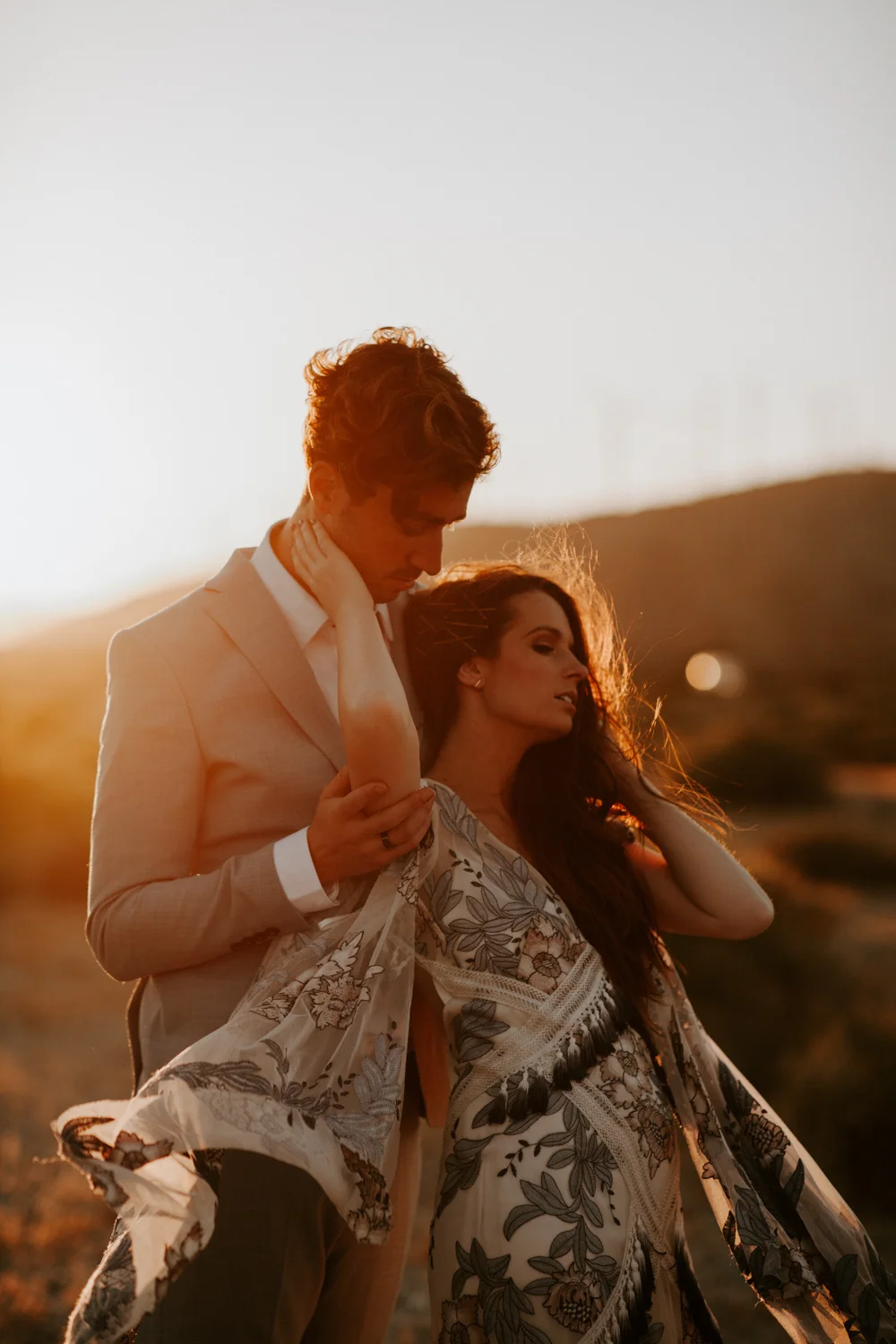 Palm Springs Wedding Photographer | Rue De Seine Wedding Dress | Desert Windmill Photoshoot | Tida Svy | www.tidasvy.com