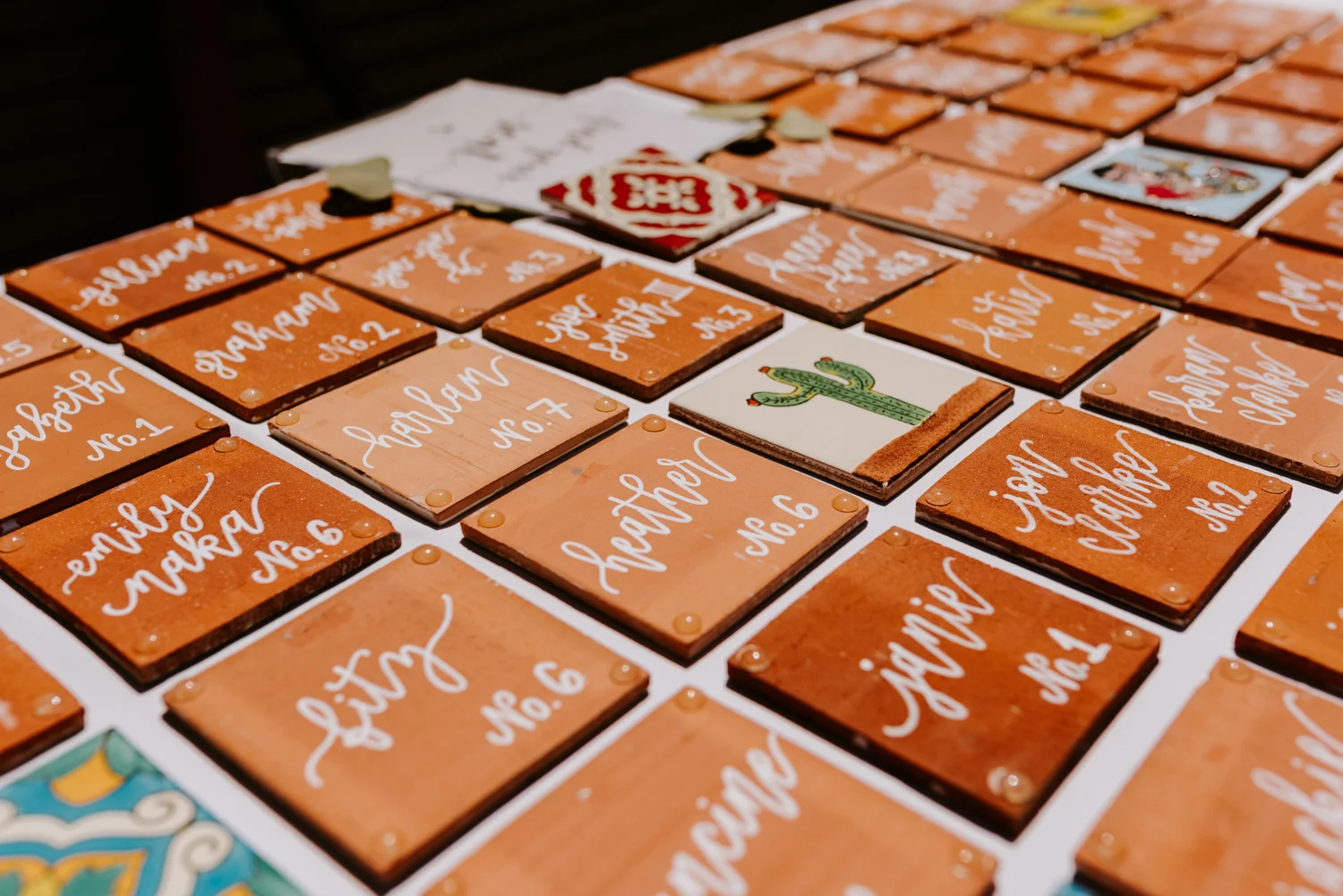 Seating chart terra cotta tiles inspiration | Joshua Tree Wedding | Tida Svy | www.tidasvy.com