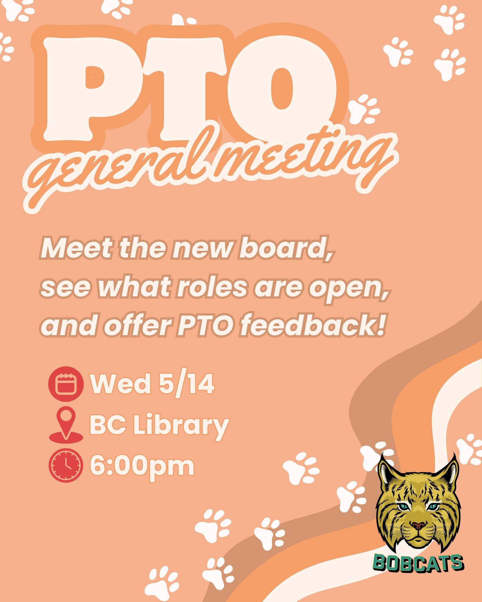Join us for our PTO meeting next week!
Wed 5/14 &bull; BC Library &bull; 6pm