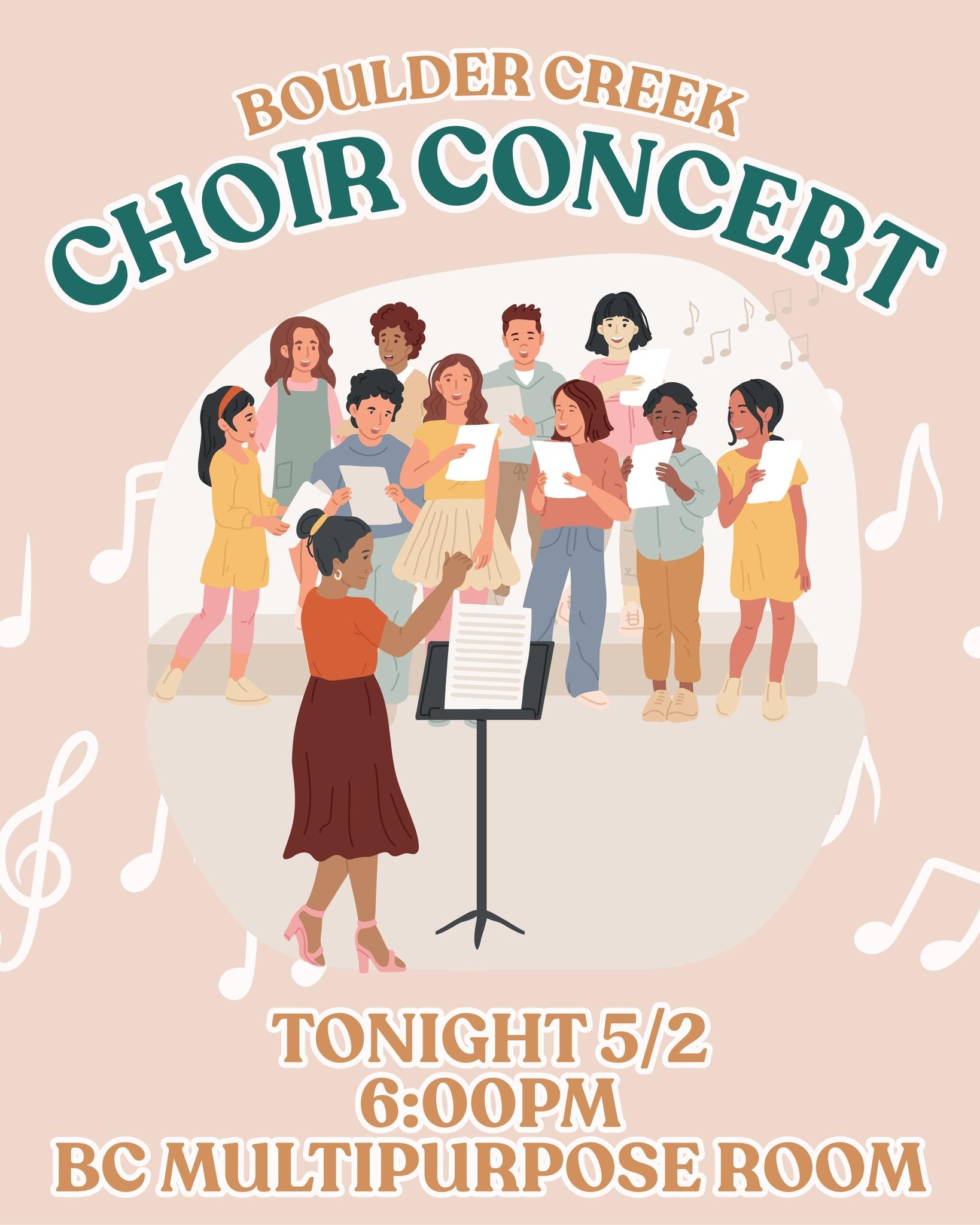 Choir Concert tonight! 6pm in the MPR! Come out and support our Bobcats! 🎶 🐾