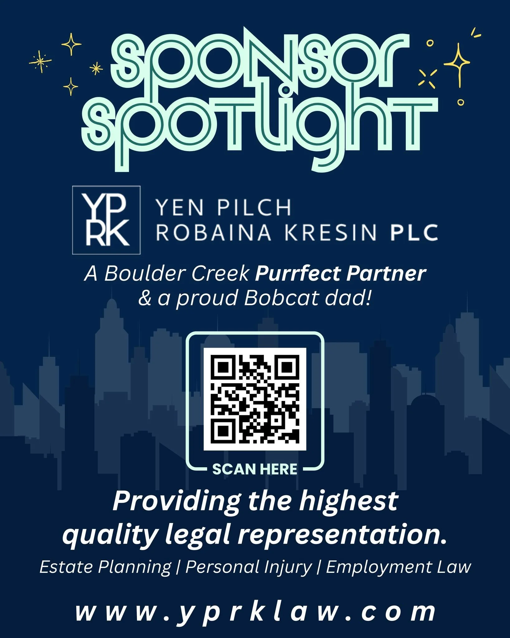 Sponsor Spotlight! ✨🐾
Yen Pilch Robaina Kresin PLC is a BCPTO Purrfect Partner and proud Bobcat dad, ready to help with estate planning and other legal needs. Stop by yprklaw.com to learn more about their services and community support!