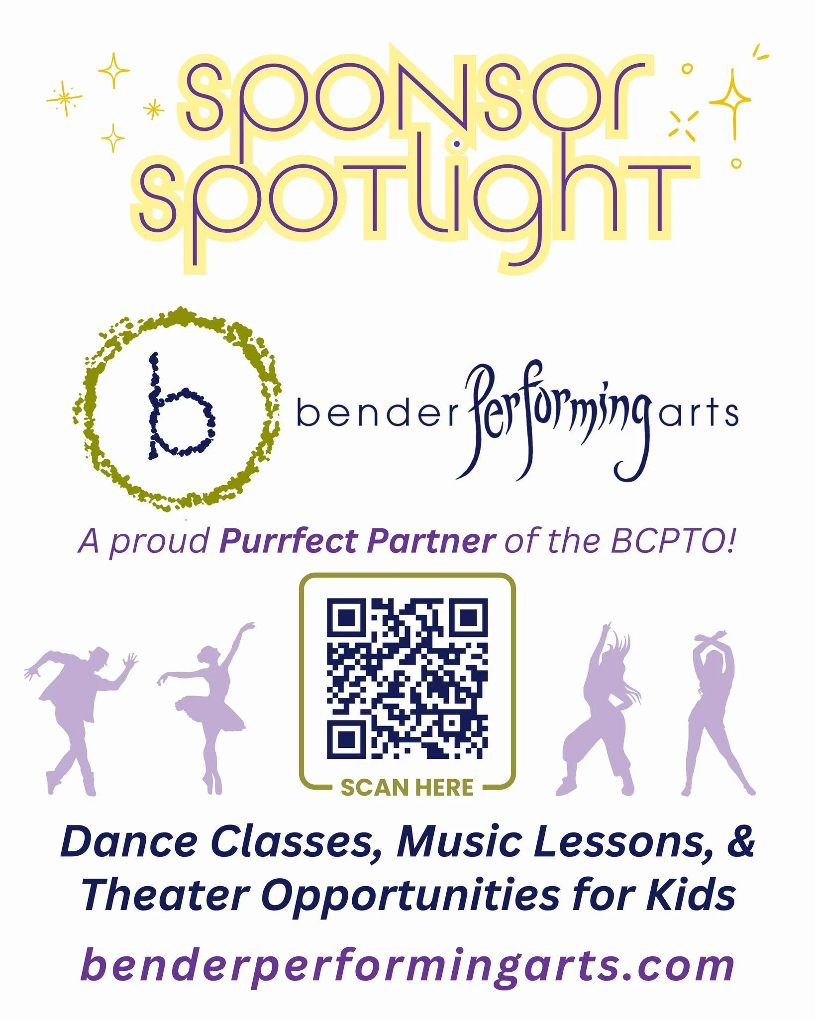 Sponsor Spotlight! β¨
Bender Performing Arts is a BCPTO Purrfect Partner! We are so grateful for their support this year! πΎ If your Bobcat is interested in dance, music, or theater, go check them out! π πΆ πΉ π
π benderperformingarts.com