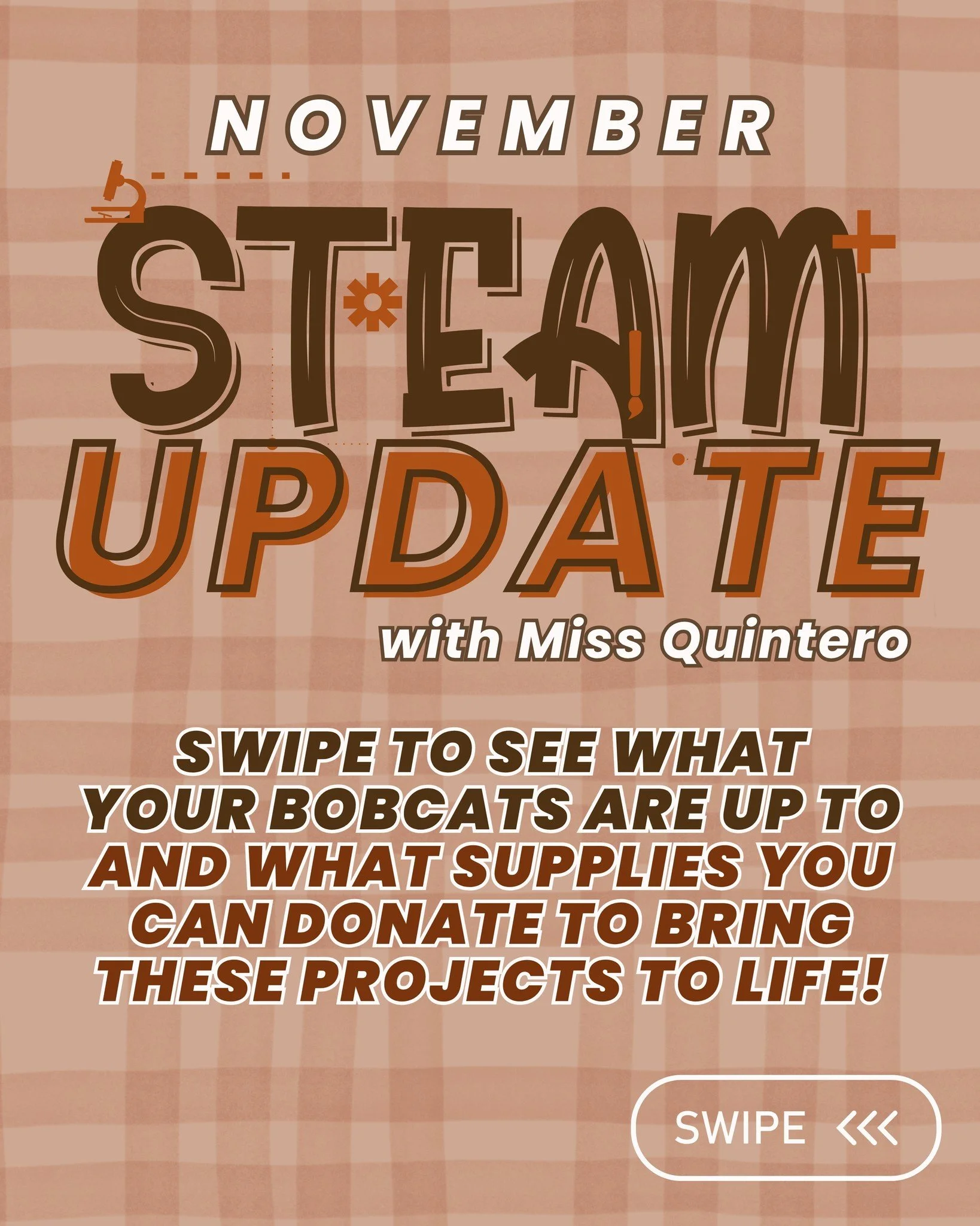 Check out what your Bobcats are up to in STEAM starting this week! π¬ππ
Miss Q is in need of toilet rolls, cardboard, flour, newspaper, tissue paper, and white glue. Please drop off supplies labeled for STEAM in the front office! πΎ