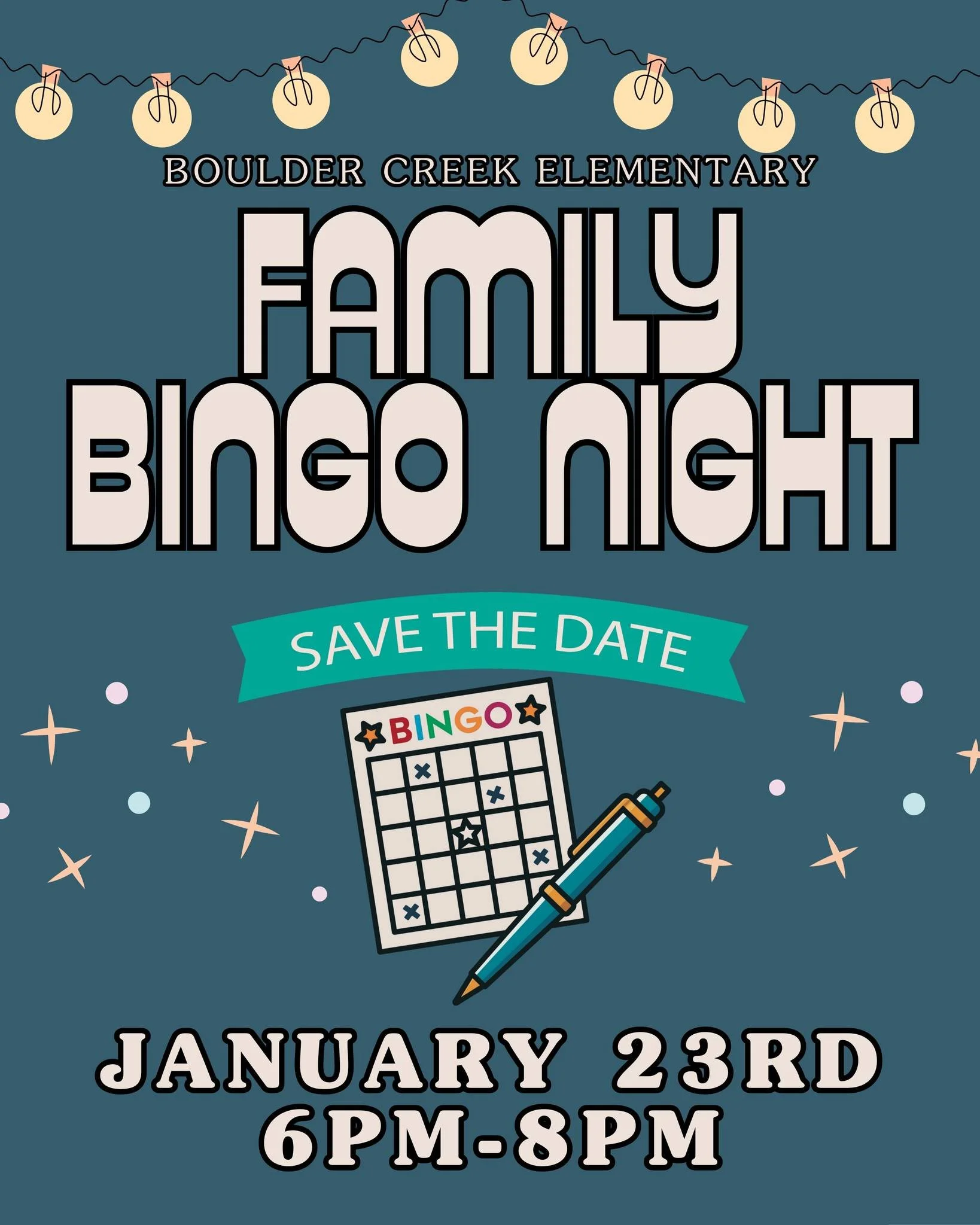 Save the date! Our annual Family Bingo Night takes place on Friday, January 23rd! 🎉

Stay tuned for more details!