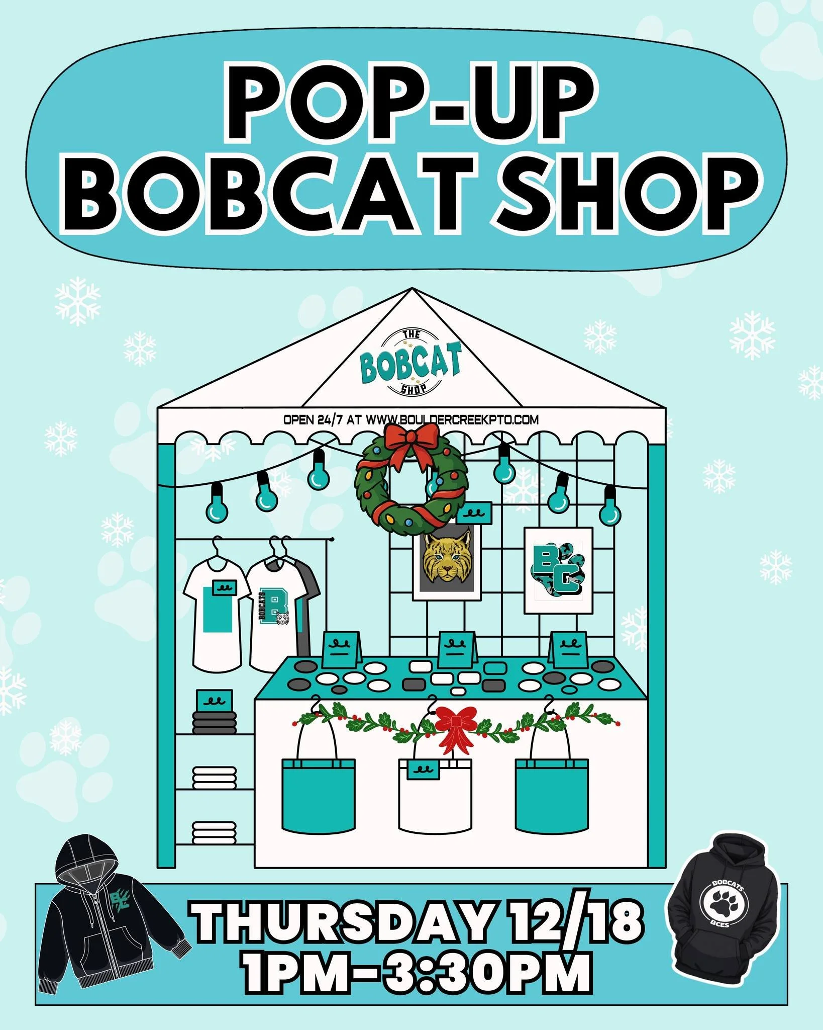 Don't forget to stop by our Boulder Creek Pop-Up Shop!

This Thursday, December 18th from 1:00&ndash;3:30 PM 

Stock up on cozy favorites and explore our year-round styles! Open early for gift shopping. Perfect for last-minute holiday finds! 🎁 🐾

O