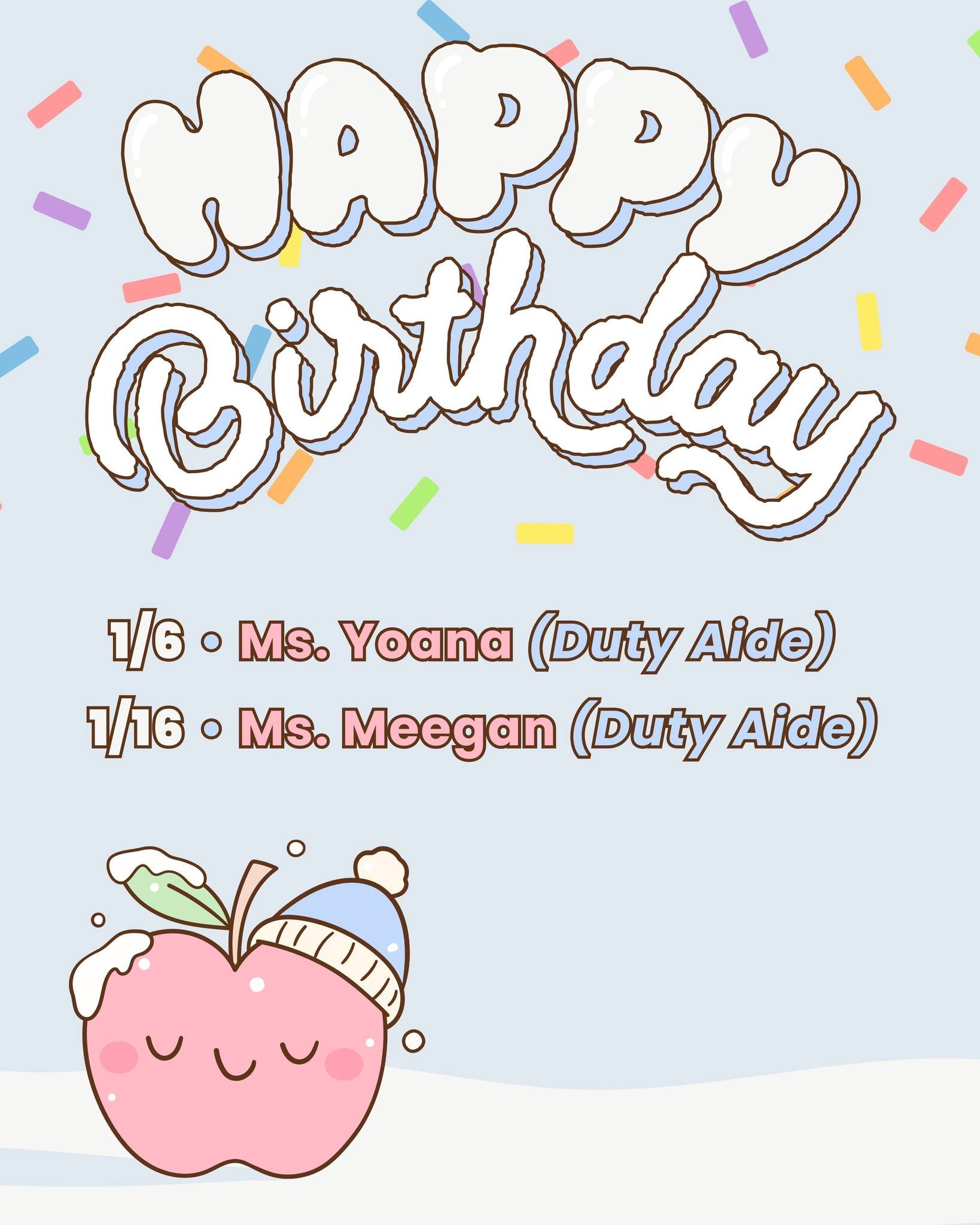 Happy birthday to Ms. Yoanna and Ms. Meegan! 🐾
We are thankful for your care for our Bobcats!