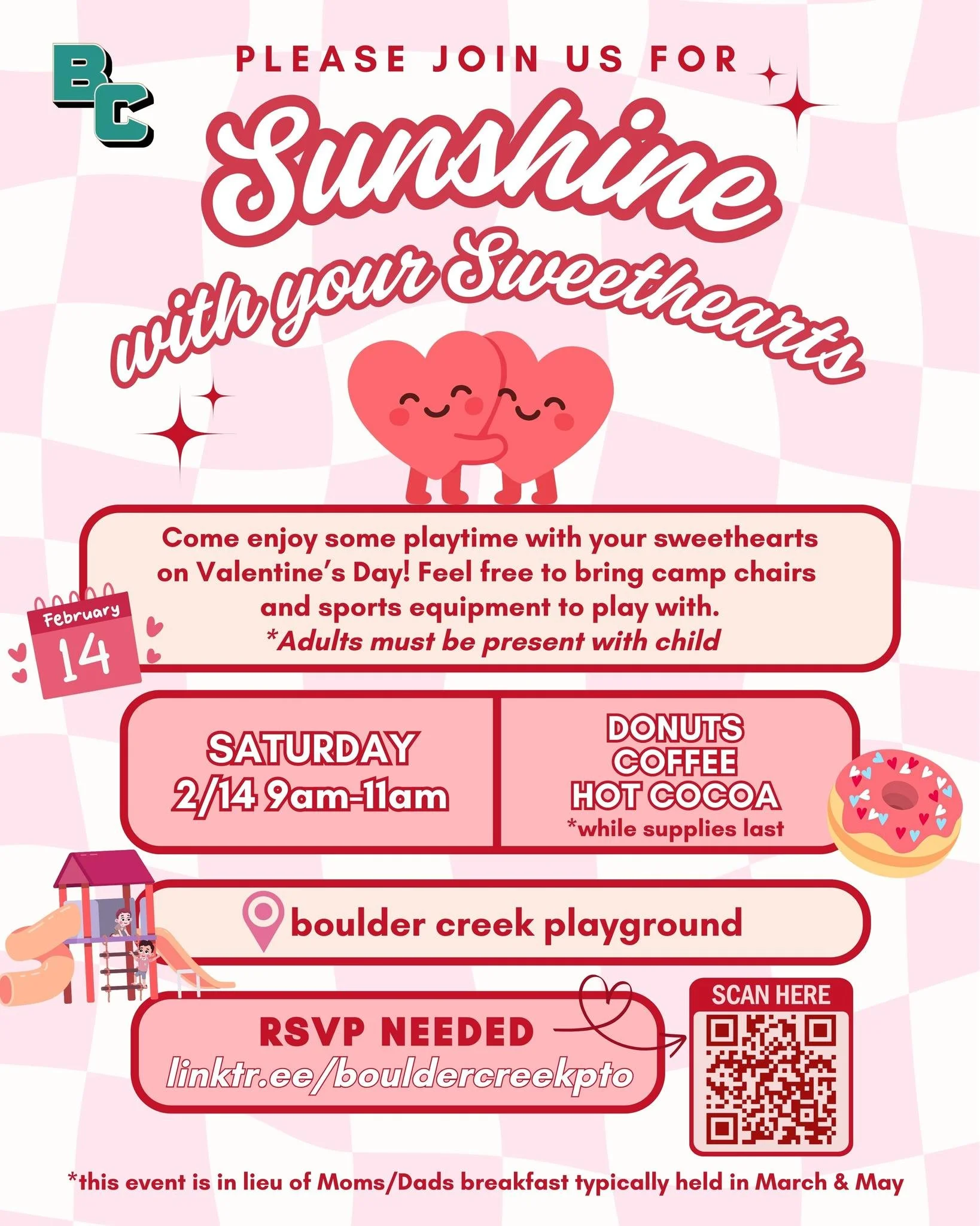 Our Valentine's Day playdate is this Saturday morning! Come spend time with friends and enjoy some treats! 🍩 ☕

💌 RSVP at the link in our bio to help us plan!